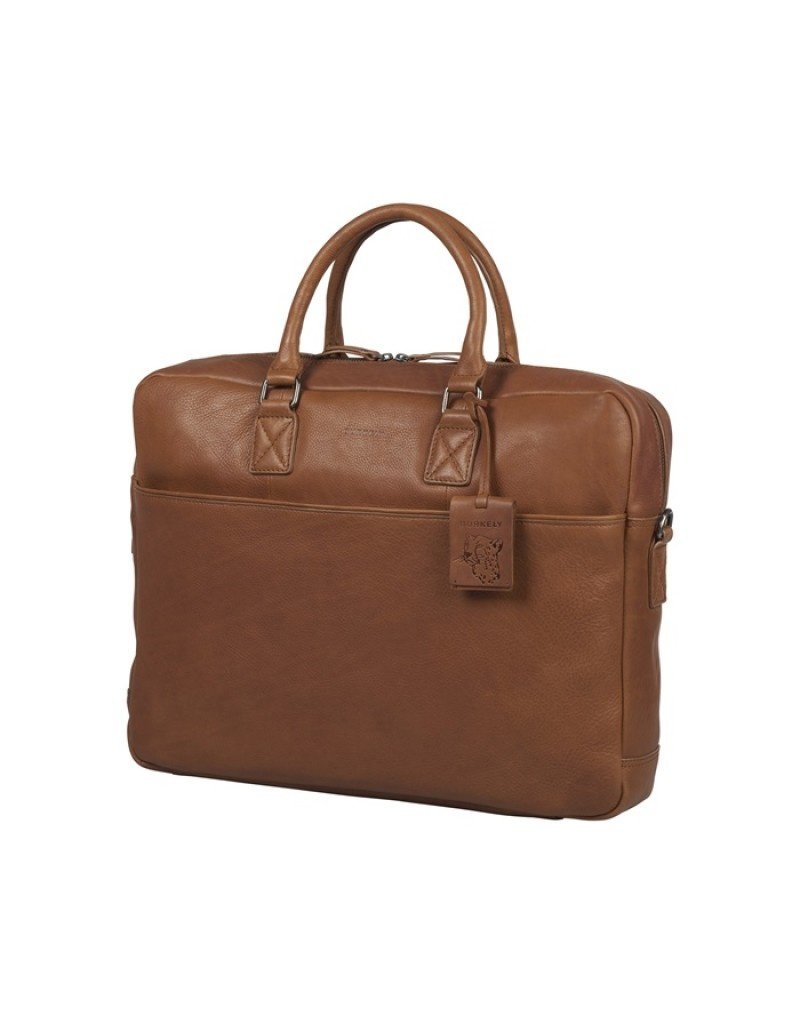 Burkely 17 inch Leder Laptoptasche Arbeitstasche Cognac