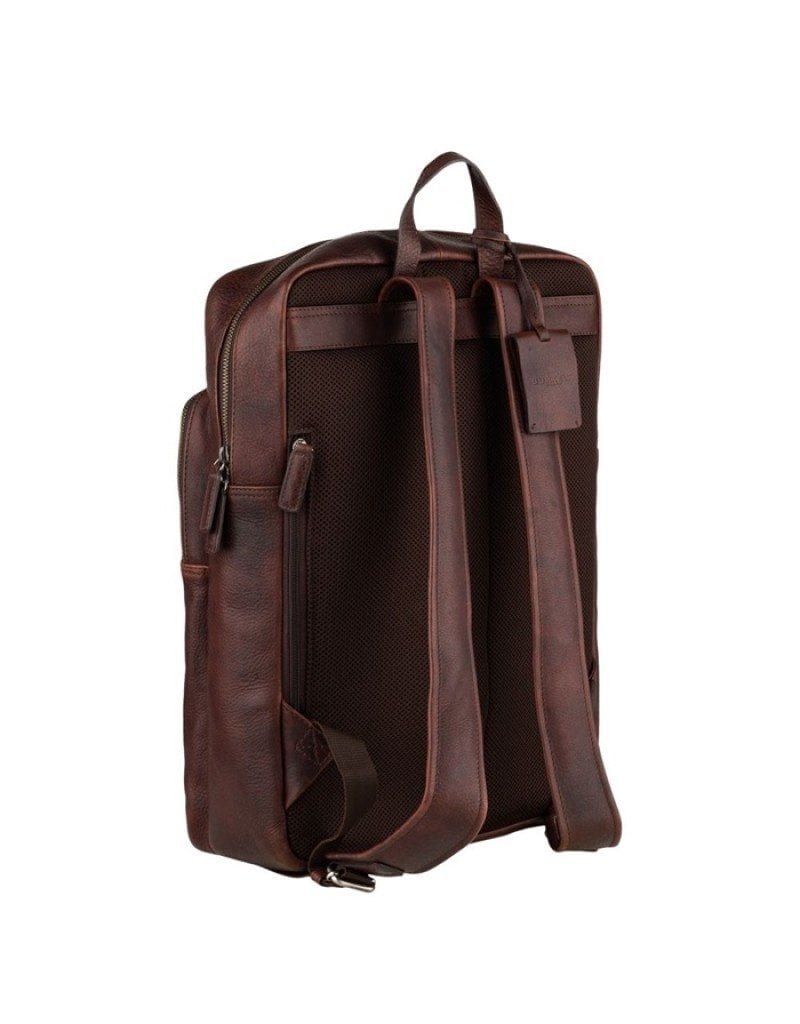 Burkely 15,6 inch Leder Rucksack Laptoptasche Braun