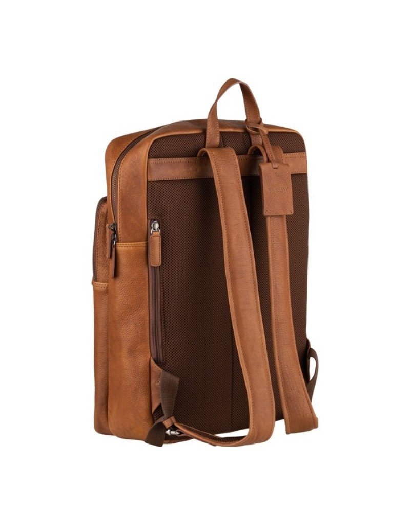 Burkely 15,6 inch Leder Rucksack Laptoptasche Cognac