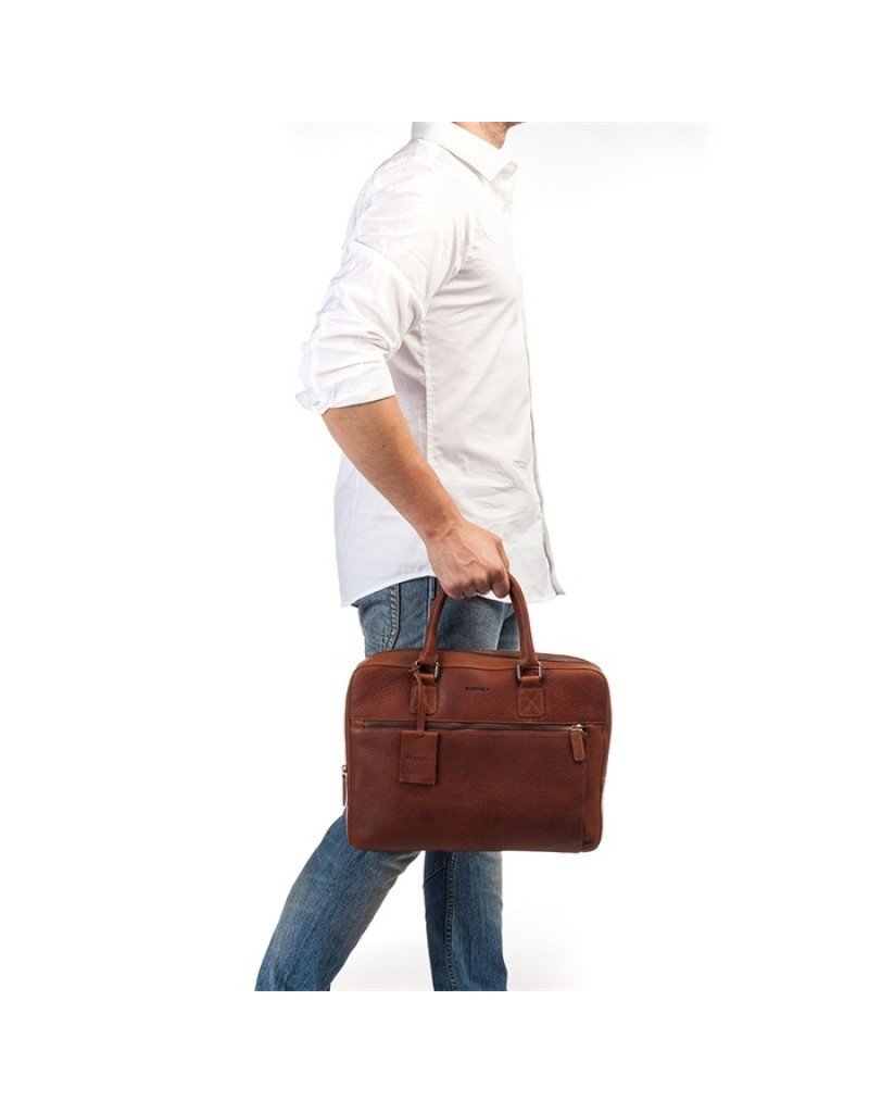 Burkely 13.3 inch Leder Arbeitstasche Laptoptasche Cognac