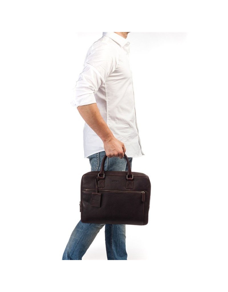 Burkely 13.3 inch Leder Arbeitstasche Laptoptasche Braun