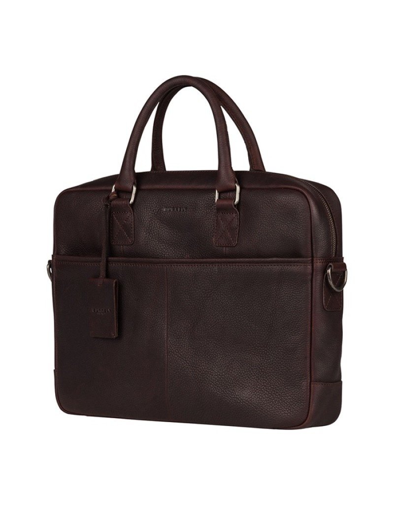 Burkely Kompaktem 15.6 inch Leder Laptoptasche Arbeitstasche Braun