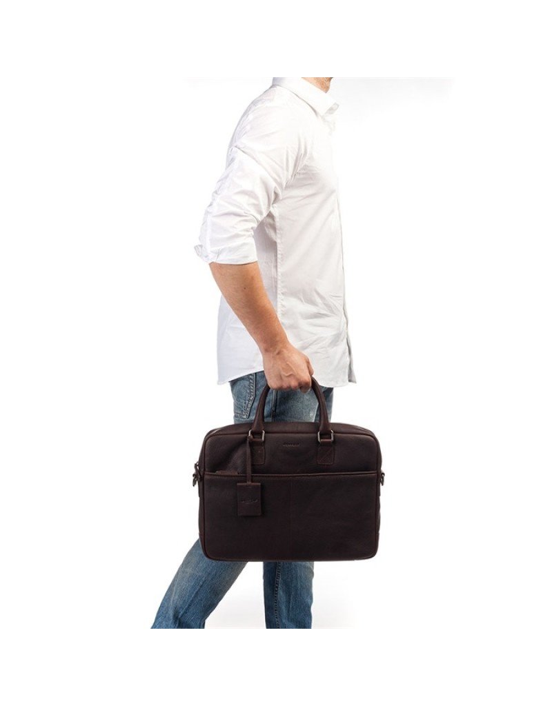 Burkely Kompaktem 15.6 inch Leder Laptoptasche Arbeitstasche Braun