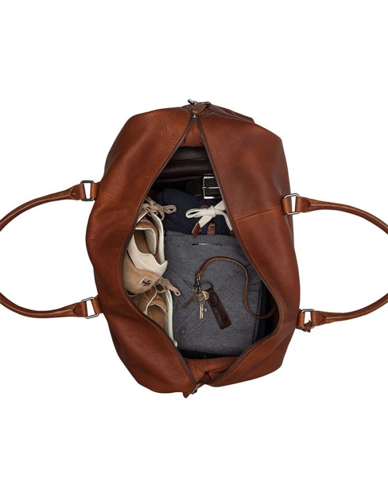 Burkely Grosse Leder Reisetasche Weekender Cognac