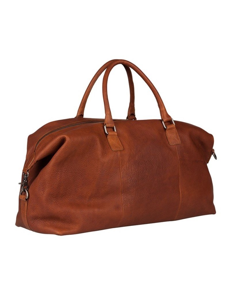 Burkely Grosse Leder Reisetasche Weekender Cognac