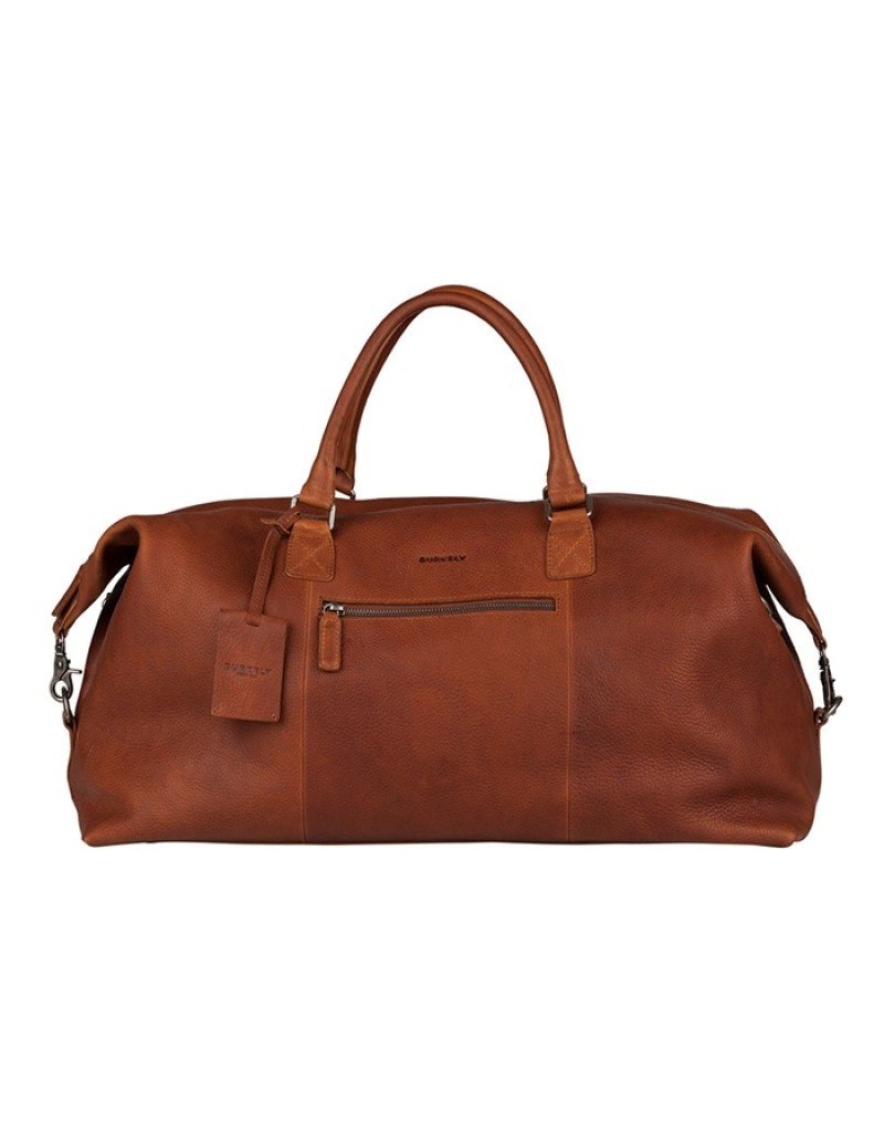 Burkely Grosse Leder Reisetasche Weekender Cognac