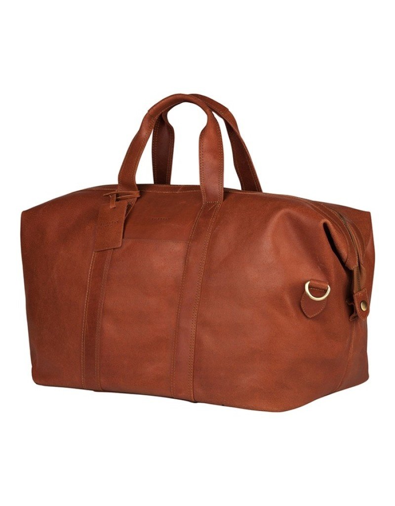 Burkely Basic Grote Leren Reistas Weekendtas Cognac