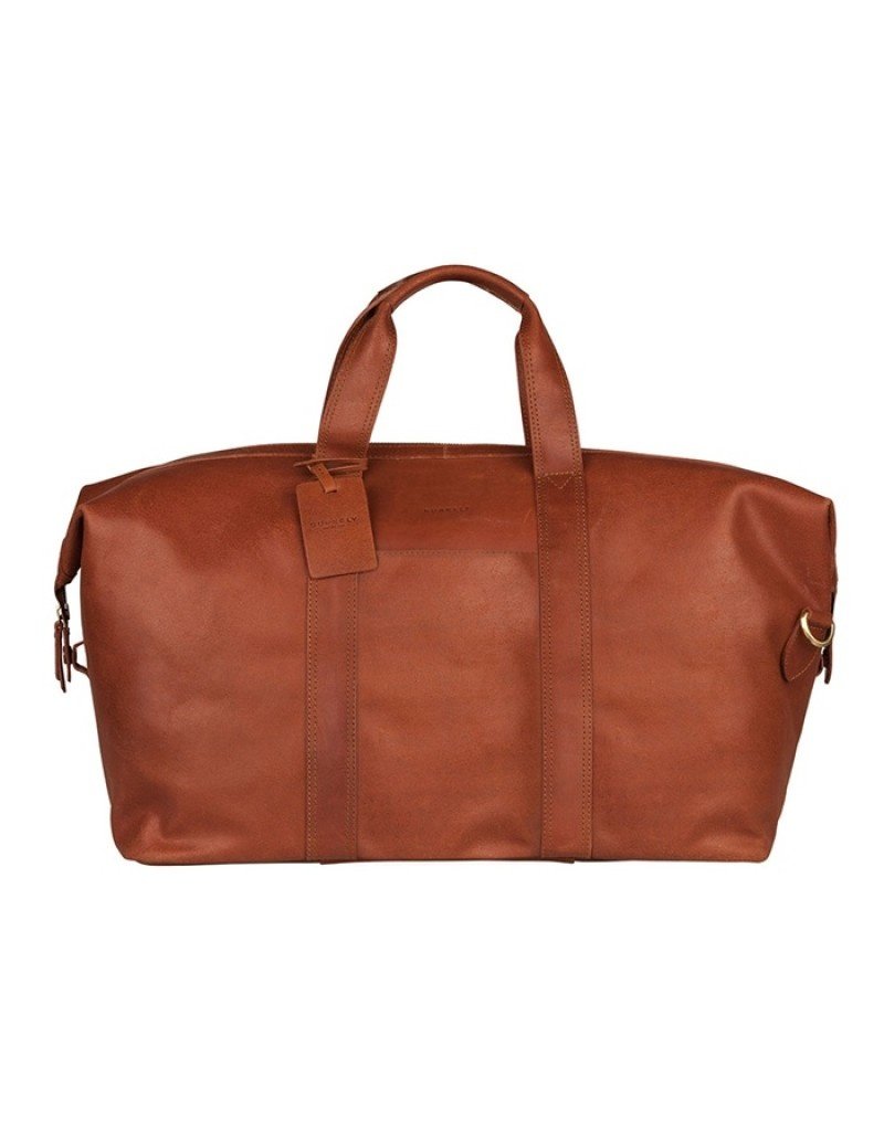 Burkely Basic Grosse Leder Reisetasche Weekender Cognac