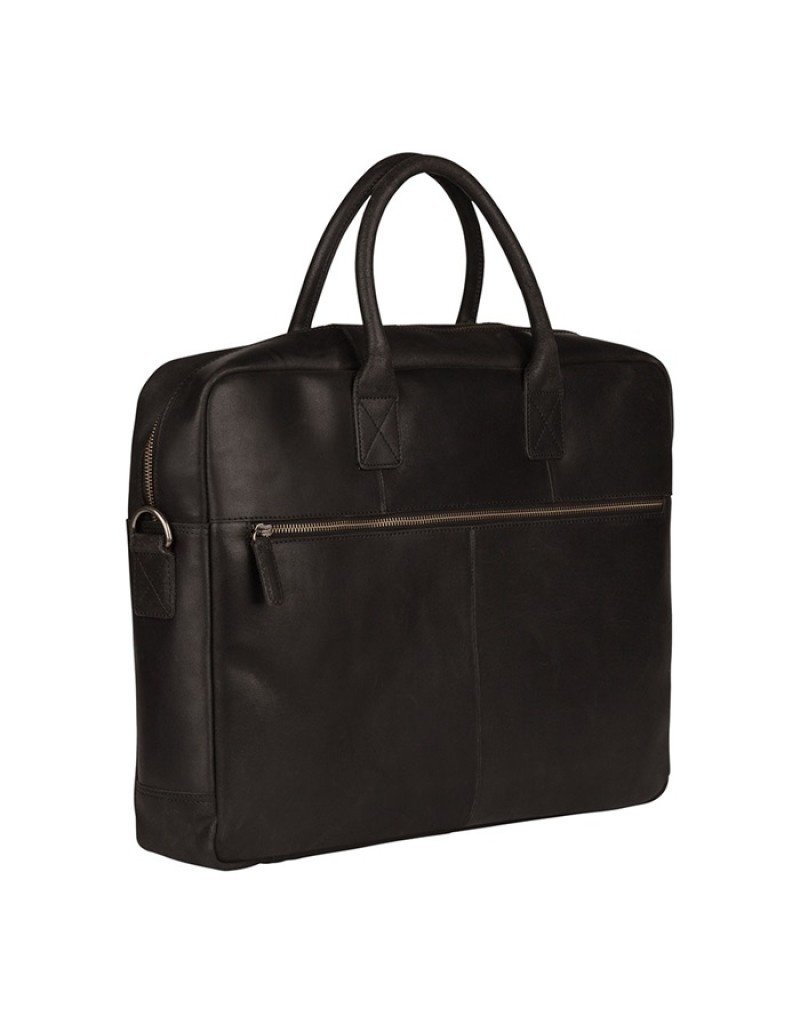 invoegen Afwijzen Vuiligheid Basic 17 inch Leren Laptoptas Werktas Zwart - Barneys Leather