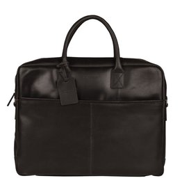 Burkely Basic 17 inch Leder Laptoptasche Arbeitstasche Schwarz