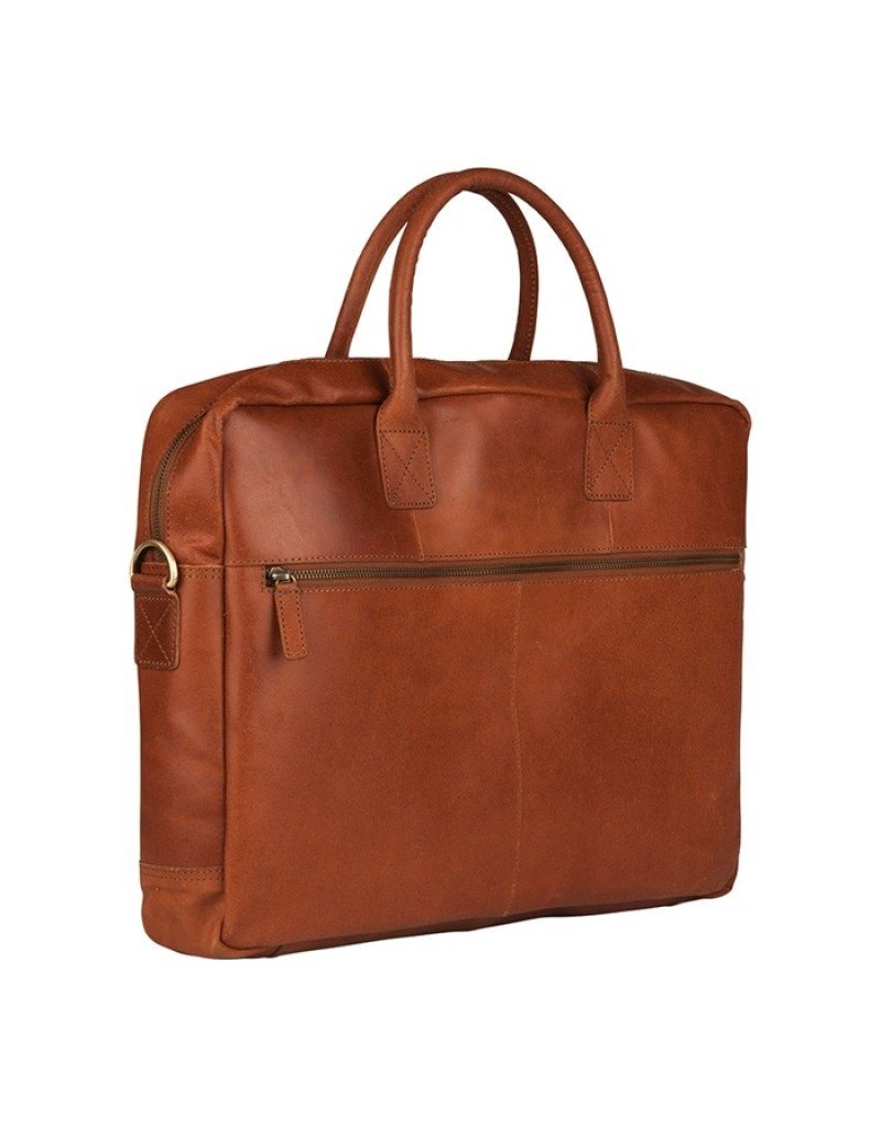 Burkely Basic 17 inch Leren Laptoptas Werktas Cognac