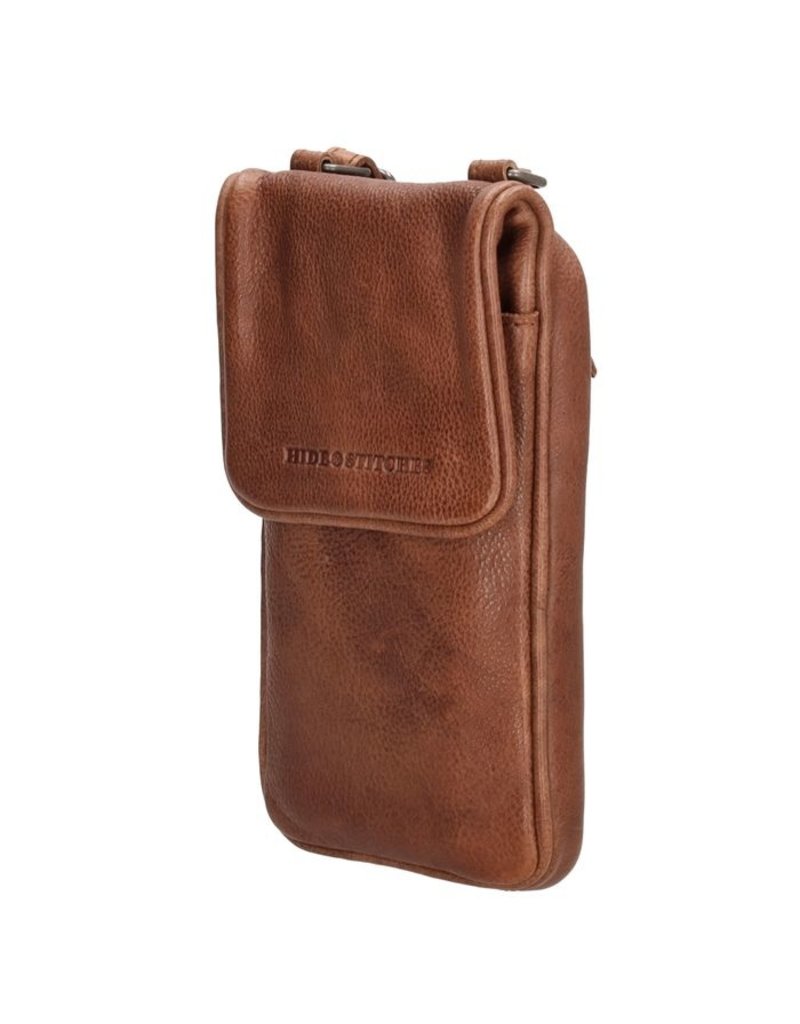 Hide & Stitches Leder Handytasche Geldbörse Cognac