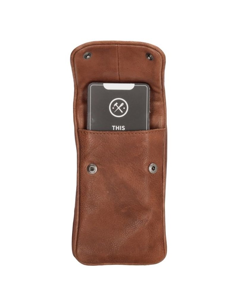 Hide & Stitches Leren Telefoontasje Portemonnee Cognac