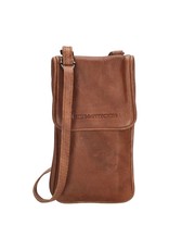 Hide & Stitches Leren Telefoontasje Portemonnee Cognac