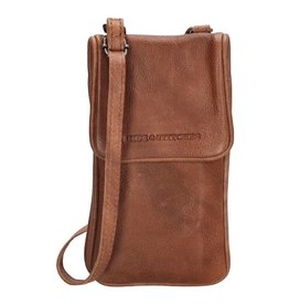 Hide & Stitches Leren Telefoontasje Portemonnee Cognac