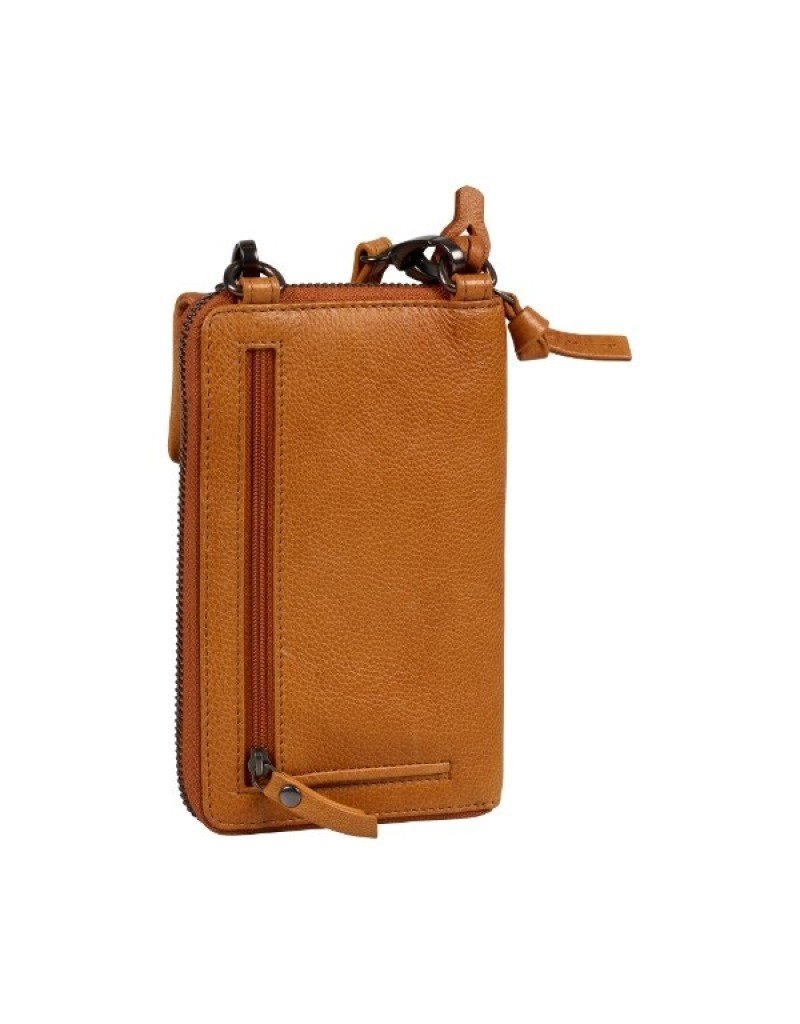 Leder Handytasche Geldbörse mit Handyfach Cognac - Barneys Leather