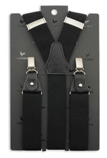Sir Redman Luxuriöse Hosenträger mit Lederschlaufen und Clips Schwarz