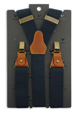 Sir Redman Luxuriöse Hosenträger mit  Lederschlaufen und Clips  Blau