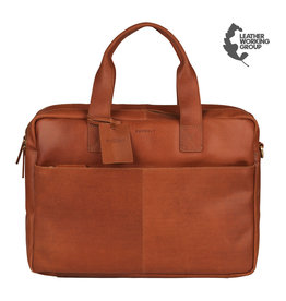 Burkely Basic Leder Laptoptasche Doppelt Reißverschluss Cognac