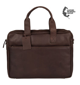 Burkely Basic Leder Laptoptasche Doppelt Reißverschluss Braun