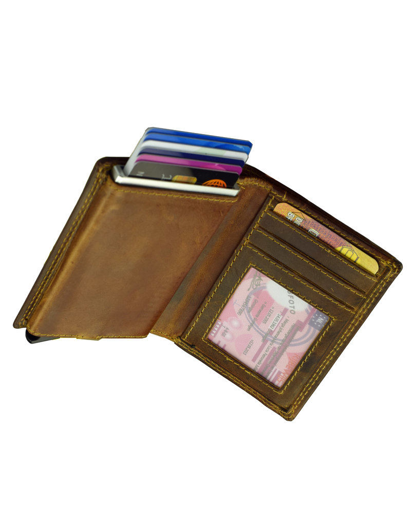 LD Rindleder Cardprotector Portemonnaie mit Münzfach – RFID-Schutz – Personalisierbar & Optionale Kette