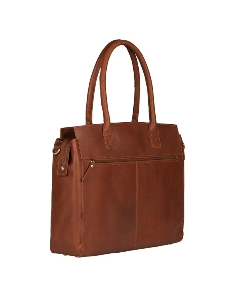 Burkely Damen Leder Laptoptasche Arbeitstasche Cognac