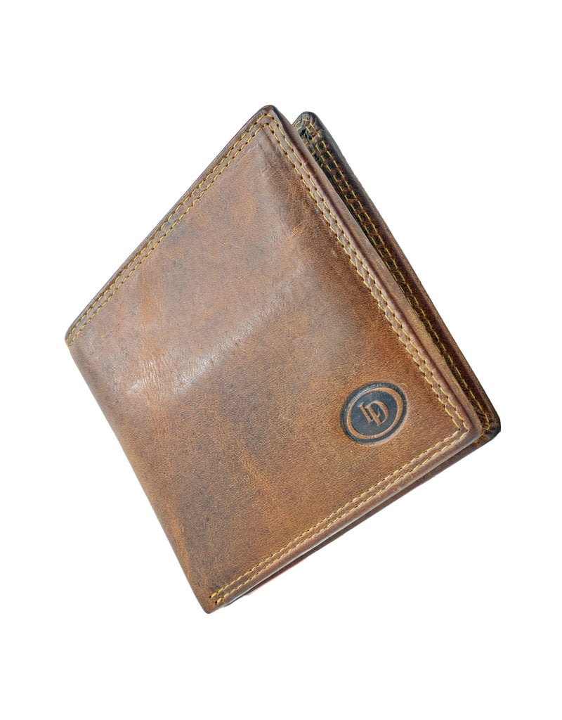 LD Flache Leder Herren Geldbörse mit RFID – Personalisierbar & Optionale Kette