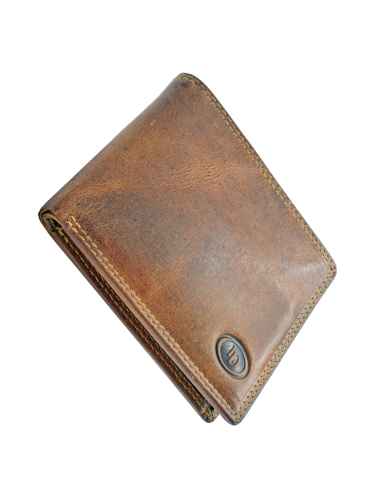 LD Platte Leren Heren Portemonnee met RFID – Personaliseerbaar & Optionele Ketting