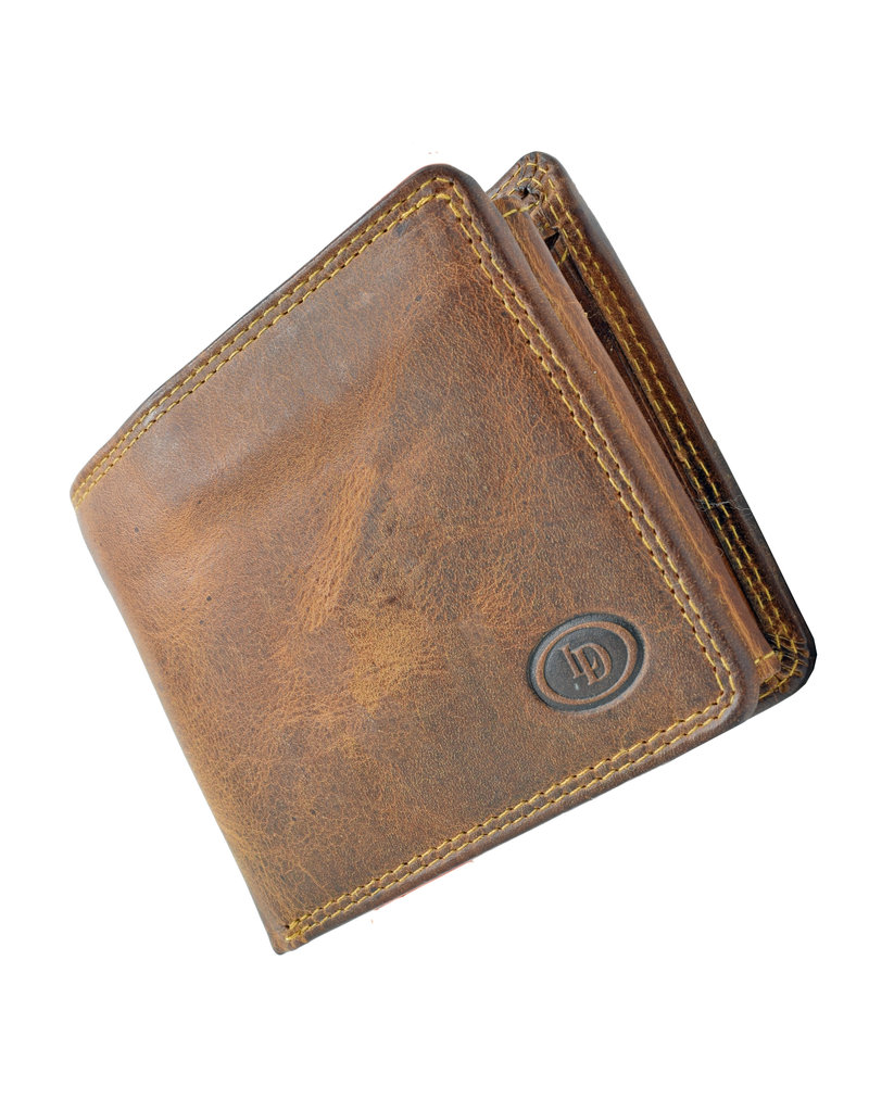 LD Kleine Leren Heren Portemonnee met RFID Bescherming – Personaliseerbaar & Optionele Ketting