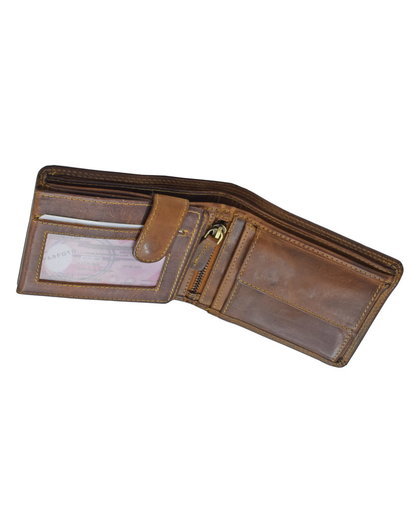 LD Kleine Leren Heren Portemonnee met RFID Bescherming – Personaliseerbaar & Optionele Ketting