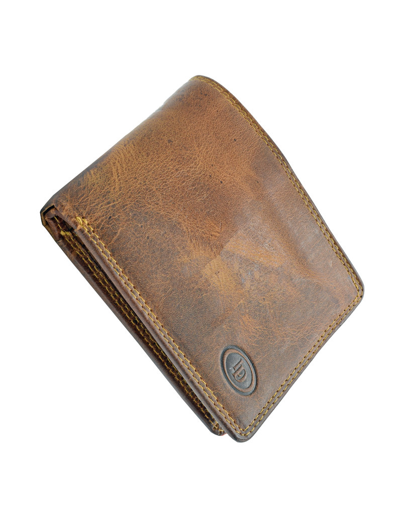 LD Kleine Leren Heren Portemonnee met RFID Bescherming – Personaliseerbaar & Optionele Ketting