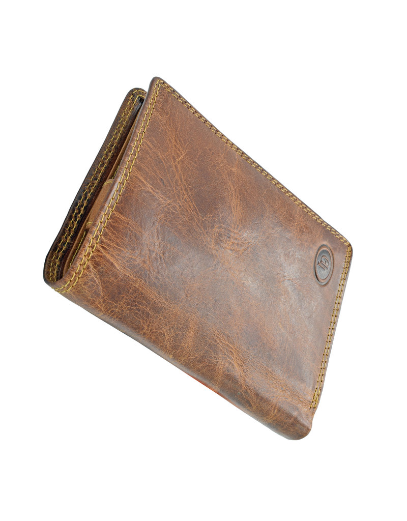 LD Luxe Heren Portemonnee Hoog Model – Hunterleer, RFID Bescherming, Personaliseerbaar & Optionele Ketting