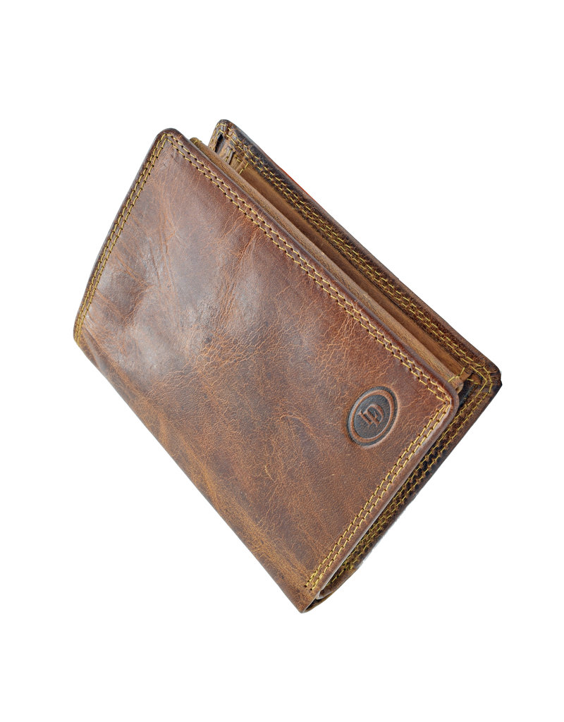 LD Luxe Heren Portemonnee Hoog Model – Hunterleer, RFID Bescherming, Personaliseerbaar & Optionele Ketting