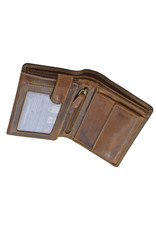 LD Luxe Heren Portemonnee Hoog Model – Hunterleer, RFID Bescherming, Personaliseerbaar & Optionele Ketting