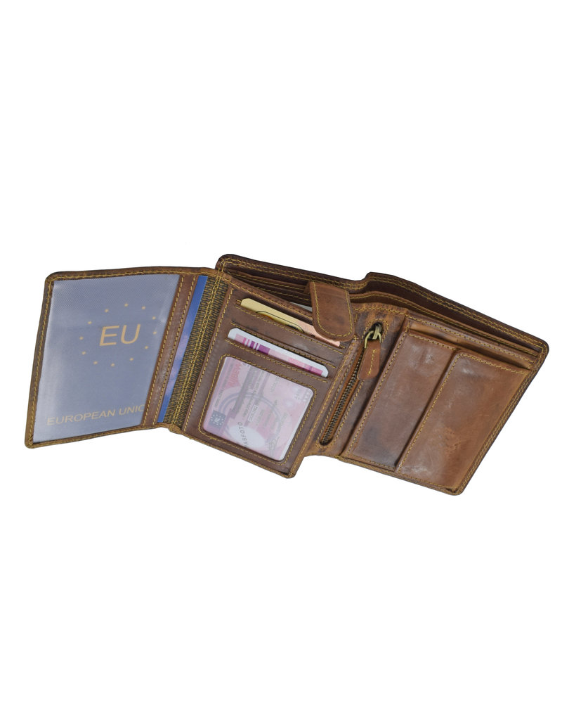 LD Luxuriöse Herren Geldbörse Hochformat – Rindsleder Hunter, RFID-Schutz, Personalisierbar & Optionale Kette