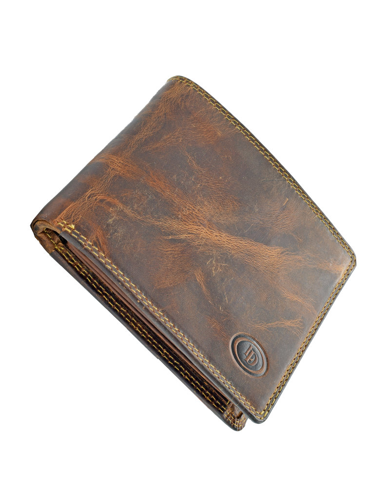 LD Rundleer Heren Portemonnee met RFID Bescherming & Optionele Veilige Ketting – Luxe, Robuust & Personaliseerbaar