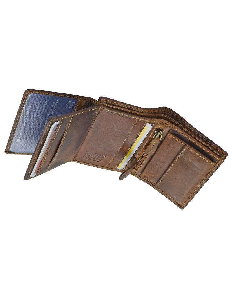 LD Kleine Heren Portemonnee Hoog Model – Hunterleer, RFID Bescherming, Personaliseerbaar & Optionele Ketting