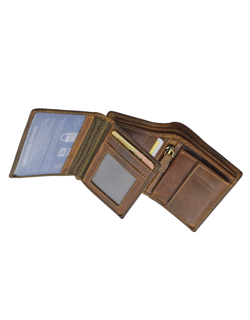 LD Kleine Herren-Geldbörse Hochformat – Hunterleder, RFID Schutz, Personalisierbar & Optionale Kette