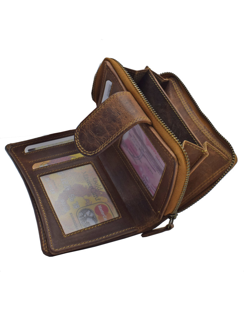 LD Leder Damen Portemonnaie Mit Reißverschluss