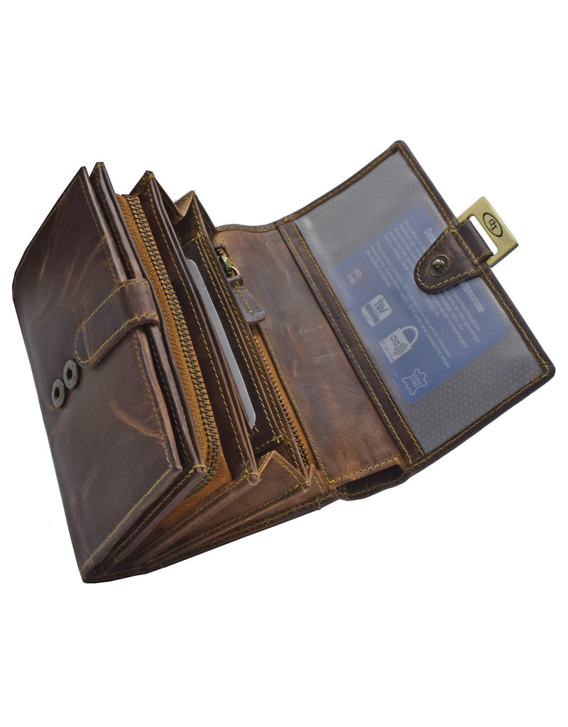 LD Geräumige Damen-Geldbörse aus Leder mit RFID – Personalisierbar & Optionale Sicherheitskette