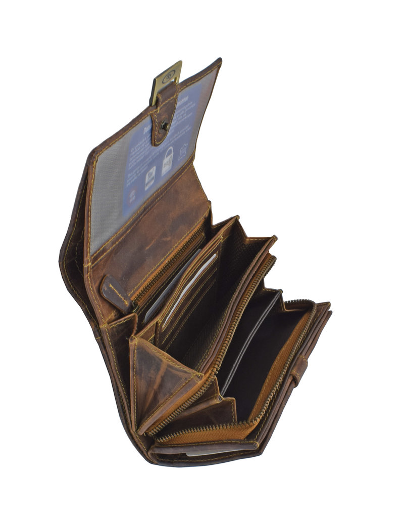 LD Geräumige Damen-Geldbörse aus Leder mit RFID – Personalisierbar & Optionale Sicherheitskette