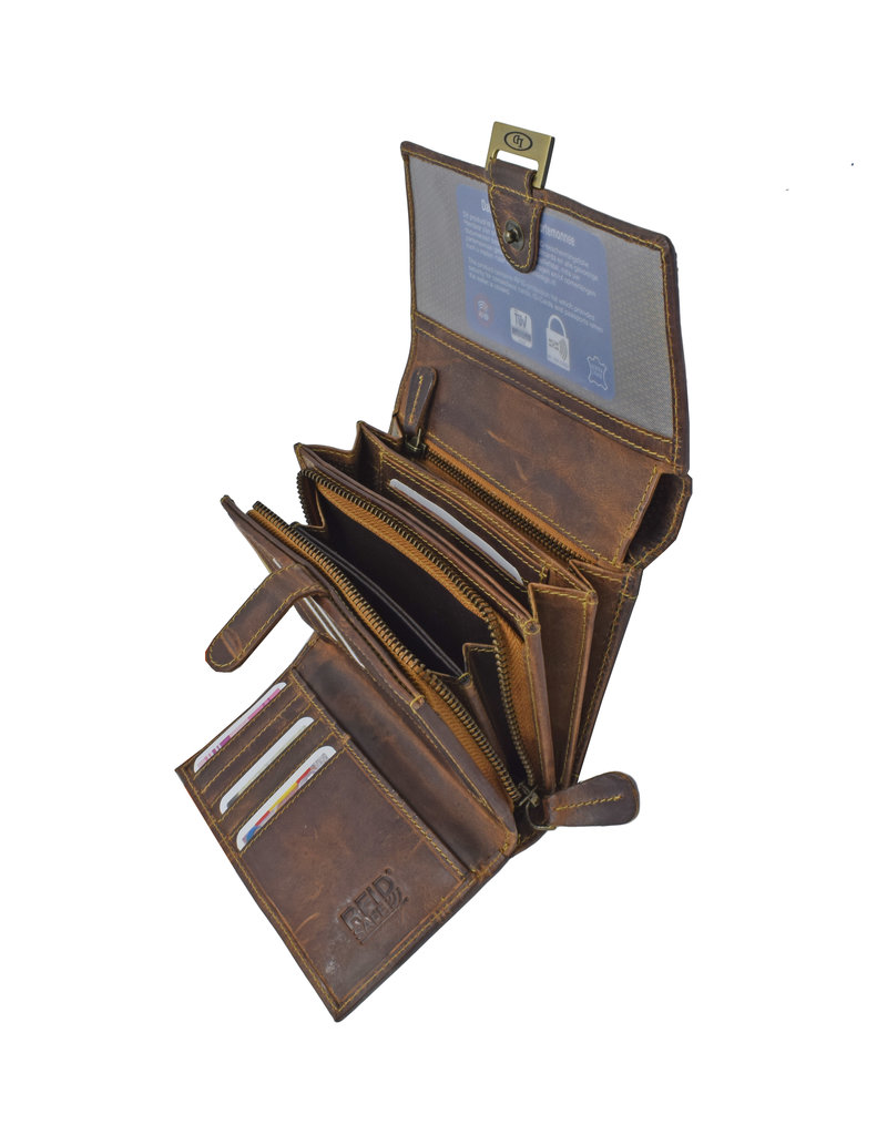 LD Geräumige Damen-Geldbörse aus Leder mit RFID – Personalisierbar & Optionale Sicherheitskette