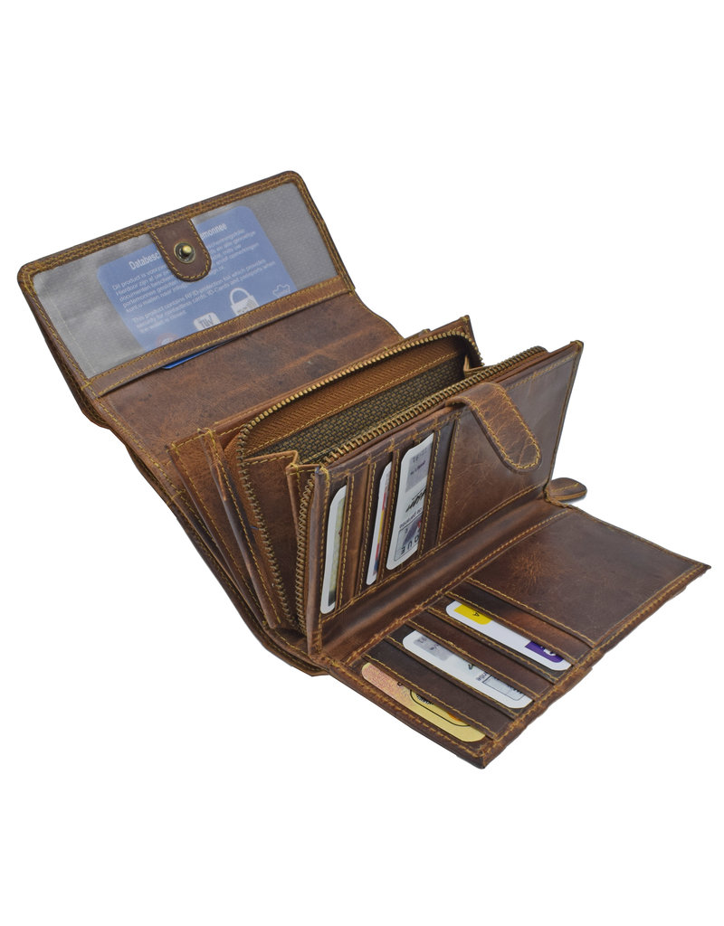 LD Leder Damen Portemonnaie Viele Kreditkartenfächer
