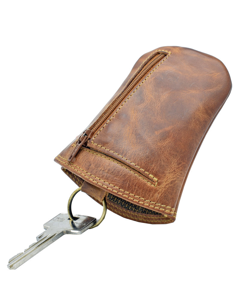 LD Leren Sleutelhanger Klokje