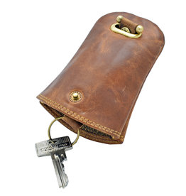 LD Leren Sleutelhanger Klokje