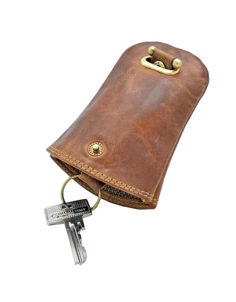 LD Leren Sleutelhanger Klokje