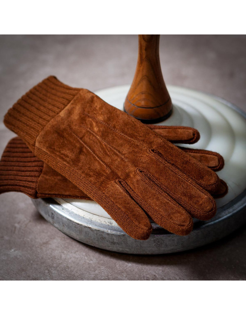 Suede Leder Herren Handschuhe Tobacco - Barneys Leather