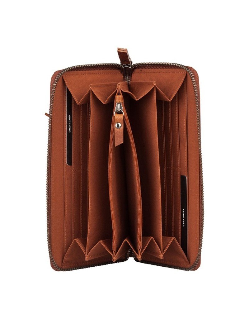 Leder Handytasche Geldbörse mit Handyfach Cognac - Barneys Leather