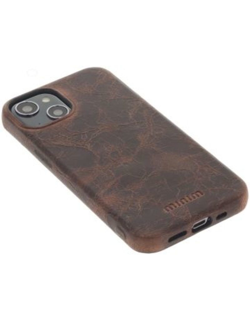 Minim Leder Handyhülle Für iPhone 14 Back Cover Braun