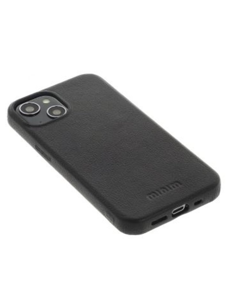 Minim Leder Handyhülle Für iPhone 14 Back Cover Schwarz